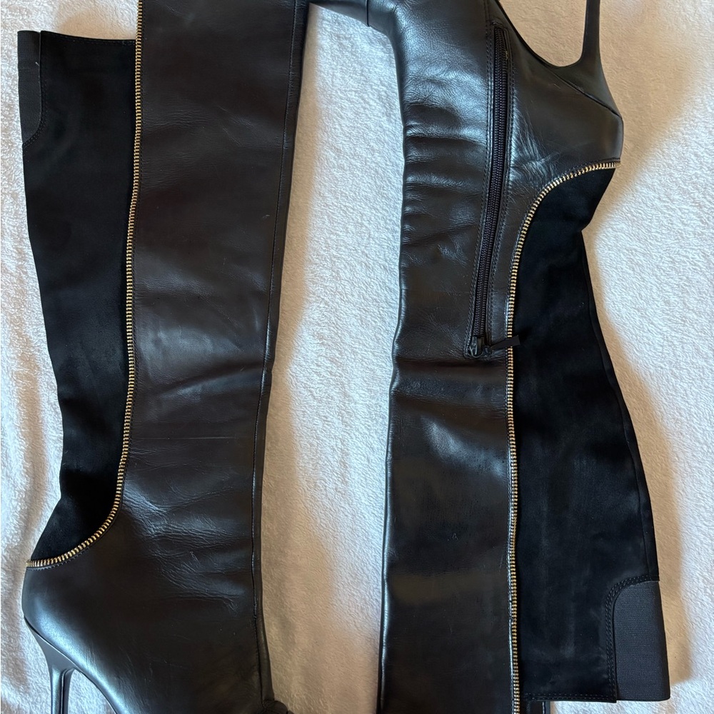 Black Leather Over-the-Knee Boots